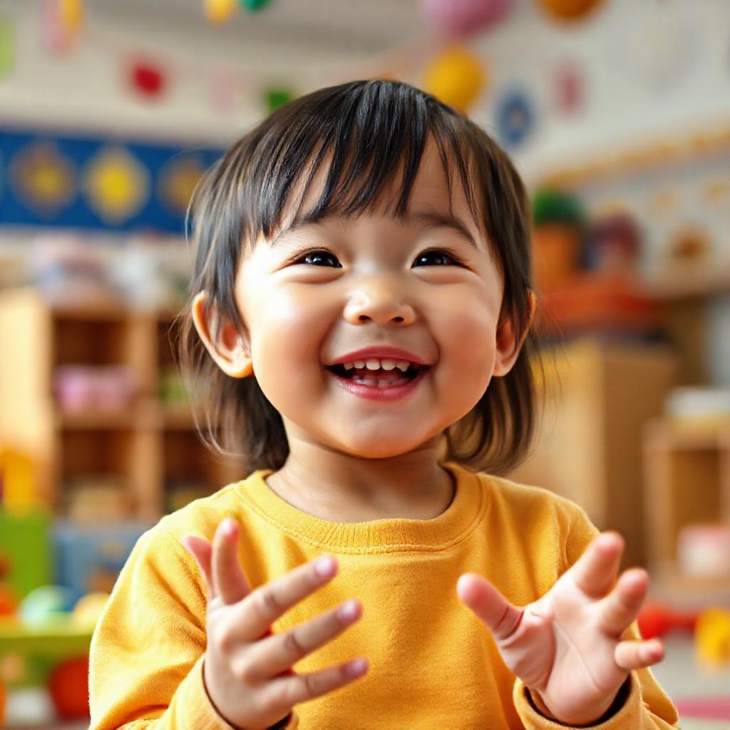 Gambar seorang bayi yang sedang tersenyum