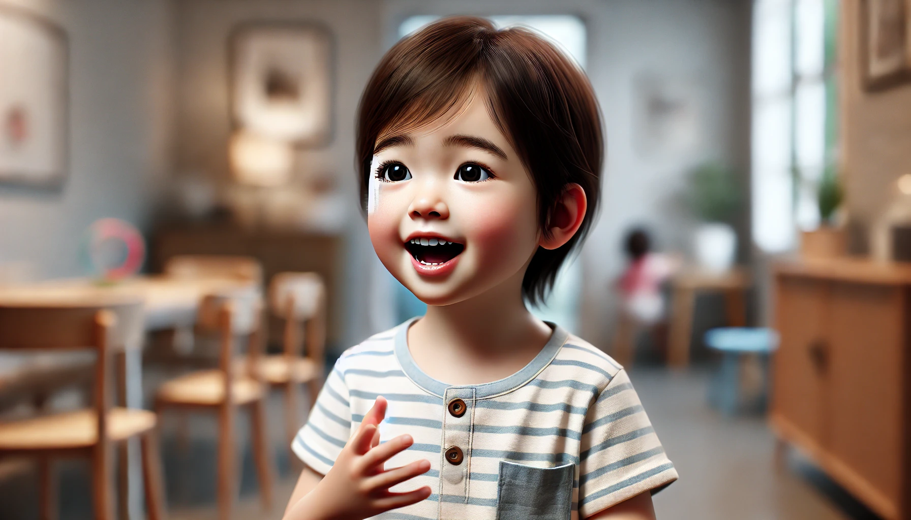 Gambar animasi anak kecil sedang tersenyum