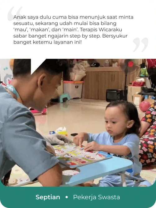 Gambar sedang melakukan sesi terapi wicara pada anak