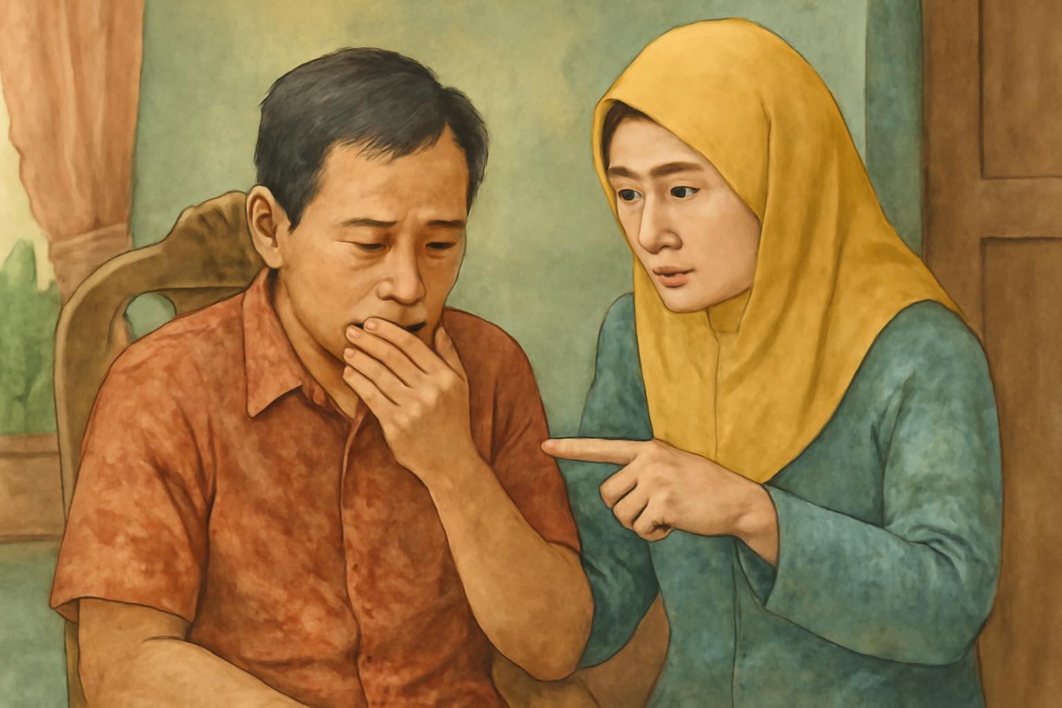Gambar seorang ibu sedang berbicara dengan anaknya