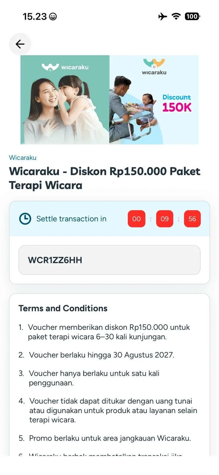 Screenshot langkah 10 menyimpan kode voucher Wicaraku