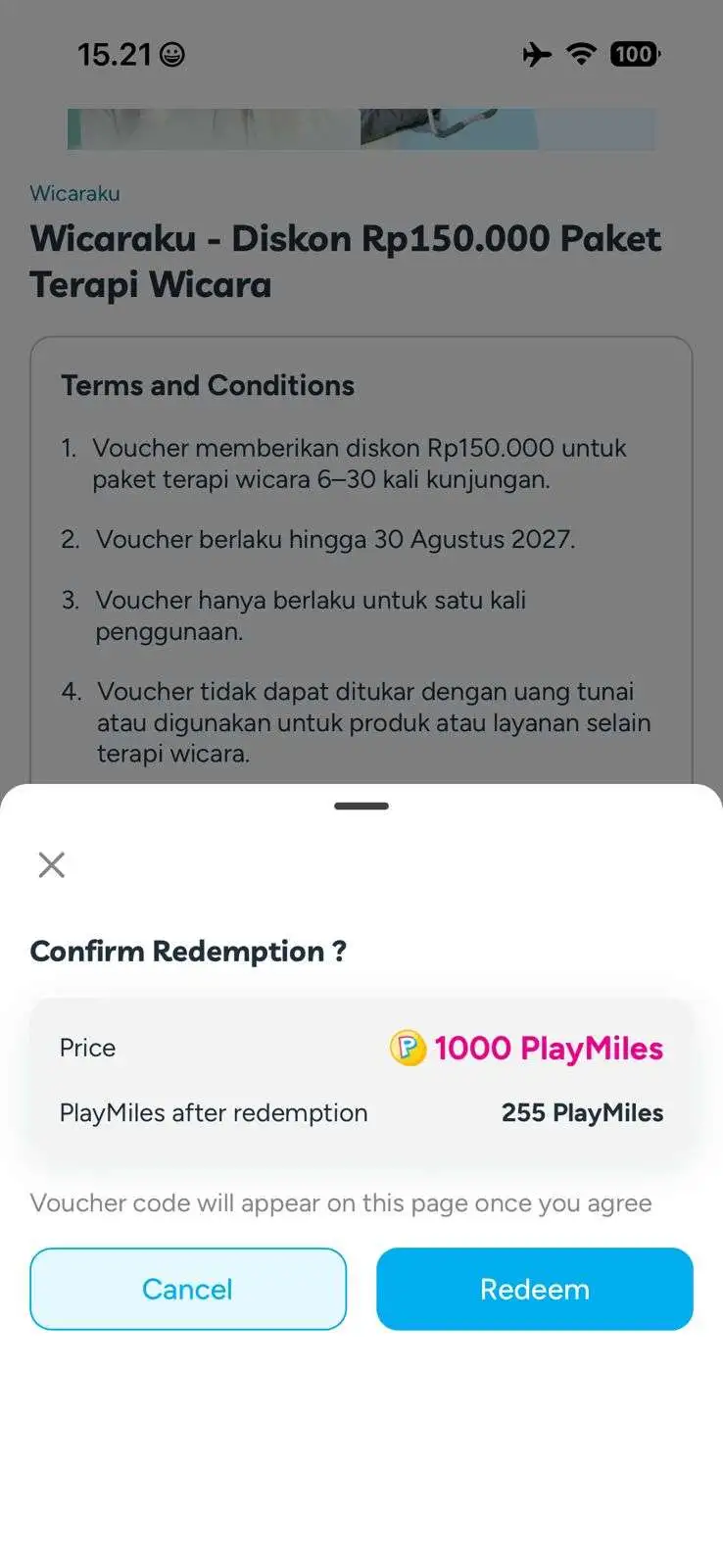 Screenshot langkah 5 memilih voucher Wicaraku